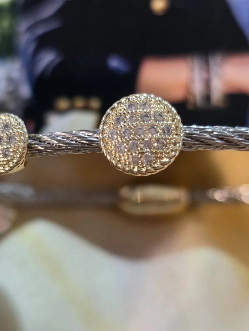Frieda Rothman-white gold wire and cubic zirconia bracelet